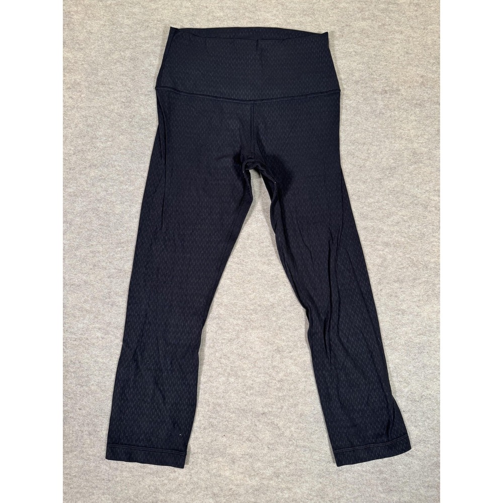 Lululemon Leggings Womens 6 Black Capri High Rise Textured Yoga Athletic Gym